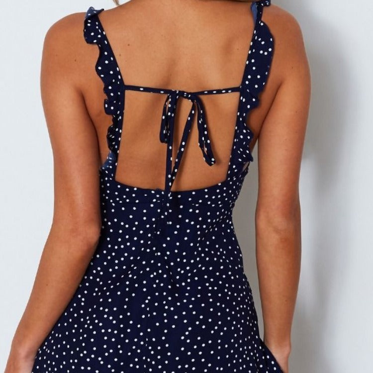 Add a touch of whimsy to your wardrobe with our Polka-Dot Strappy Dress for Women. This charming dress features a classic polka-dot pattern that exudes timeless style, combined with modern strappy details for a fresh, playful look. Ideal for both casual outings and special occasions, this dress offers a flattering fit and effortless elegance.