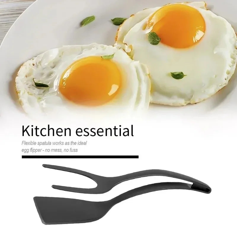 Streamline your cooking with our versatile 2-in-1 Nylon Grip Flip Tongs Egg Spatula. This innovative kitchen tool combines the functionality of tongs and a spatula, making it easier than ever to flip, grip, and serve your favorite foods