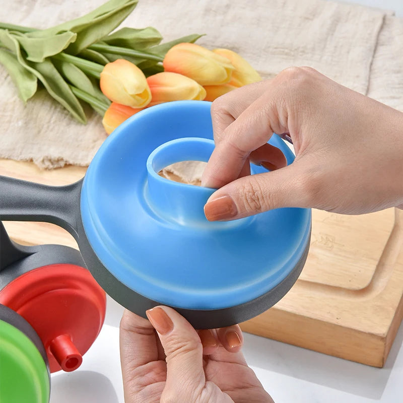 Make kitchen tasks easier and mess-free with our 3Pcs Kitchen Funnel Set. Designed to handle all your pouring needs, this set includes three different-sized funnels, ensuring you have the right tool for any job.