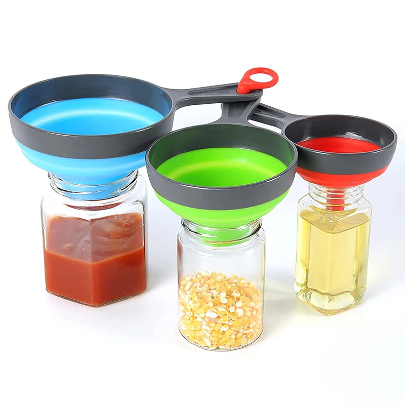 Make kitchen tasks easier and mess-free with our 3Pcs Kitchen Funnel Set. Designed to handle all your pouring needs, this set includes three different-sized funnels, ensuring you have the right tool for any job.