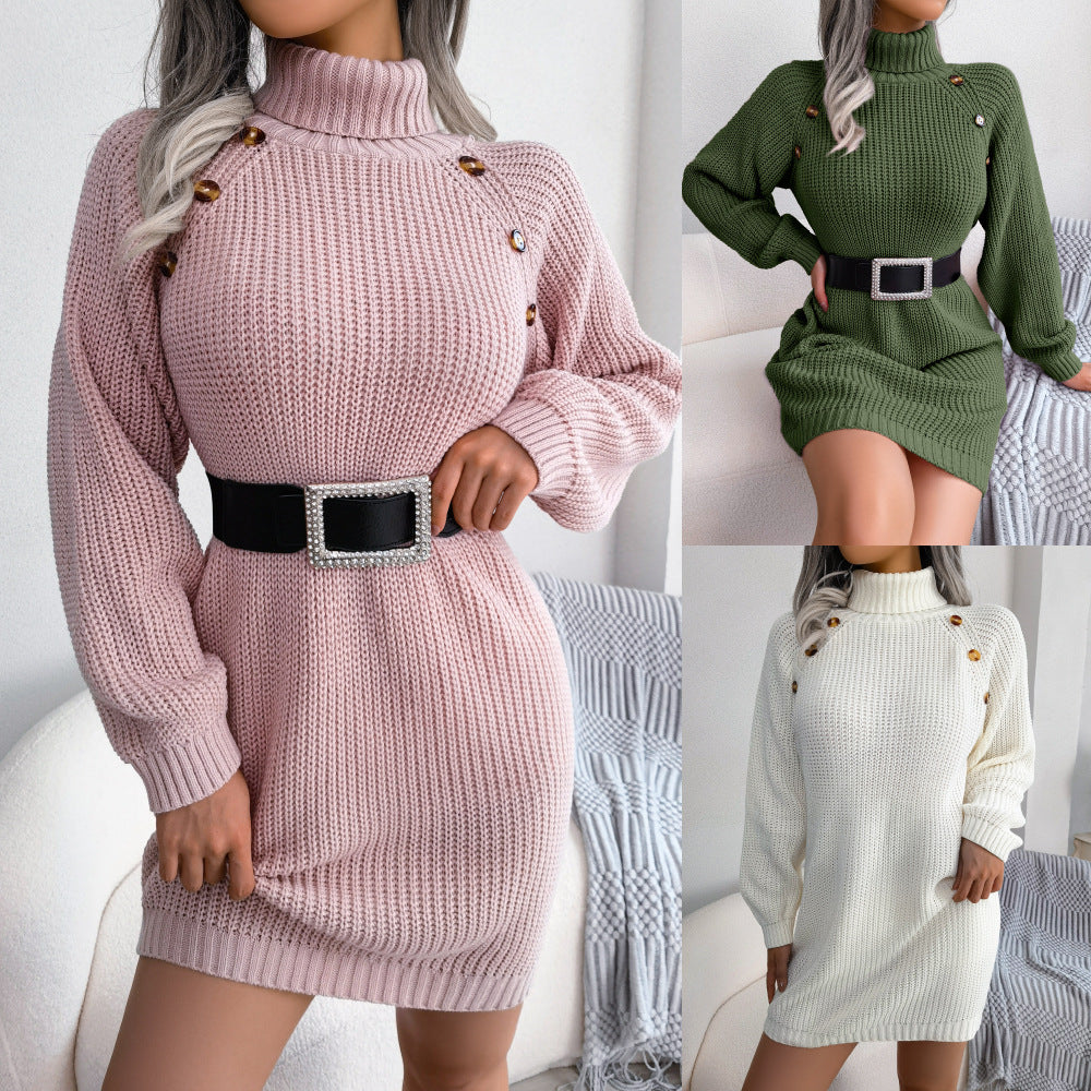 Stay cozy and chic with our Long Sweater Dress with Button, the perfect blend of comfort and style for cooler weather. This stylish dress features a soft, knitted design that hugs your body in all the right places while keeping you warm. 