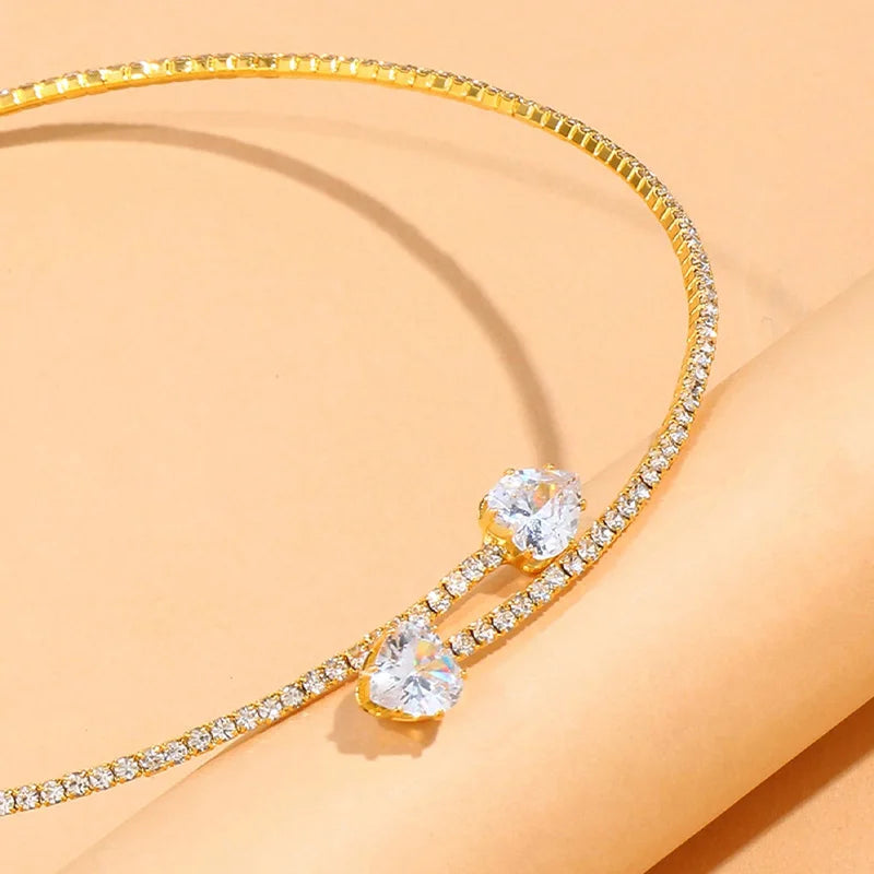 Fashion Rhinestone Heart Collar Choker Necklace