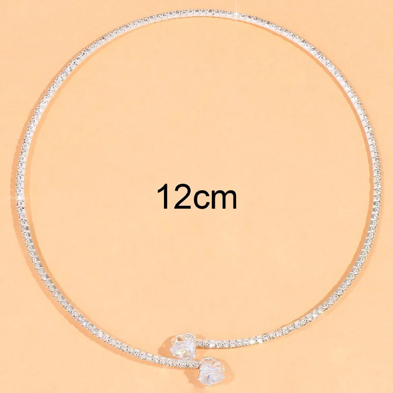 Fashion Rhinestone Heart Collar Choker Necklace