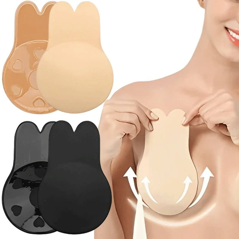 Women’s Strapless Invisible Bra | Self-Adhesive Silicone Push Up Bras | Reusable Breast Tape | Adhesive Rabbit Nipple Pads